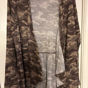 LuLaRoe Brown Camouflage Open Face Cardigan